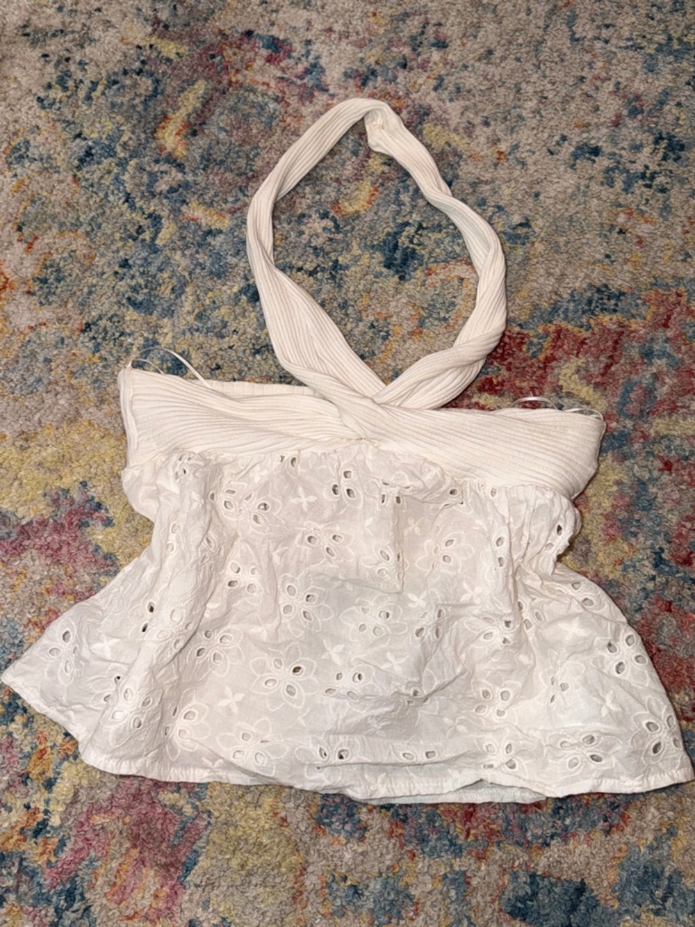 Zara White Eyelet Halter Camisole